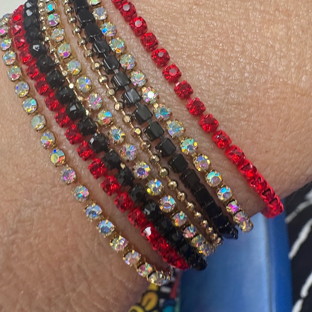 Red and Black Elegant Bracelet Crystal 9 strand available in s-6”,m-7”and l-8”